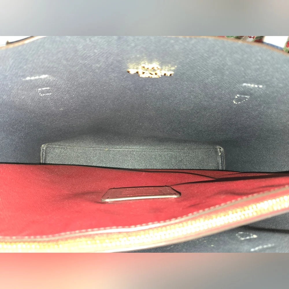 Coach Mollie Leather Tote Gray With Red Interior - Picture 9 of 16